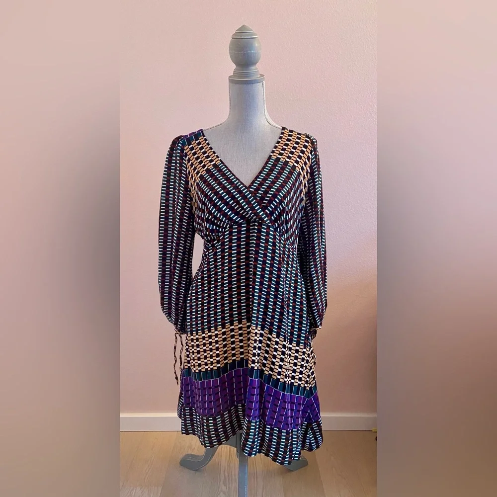 Maeve Anthropologie Geometric Patterned Dress 8 Petite NWOT - Picture 3 of 6
